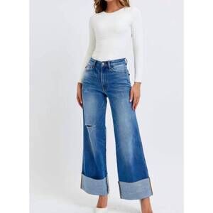 Judy Blue Women's Blue Flare & Wide Leg Cuff Jeans